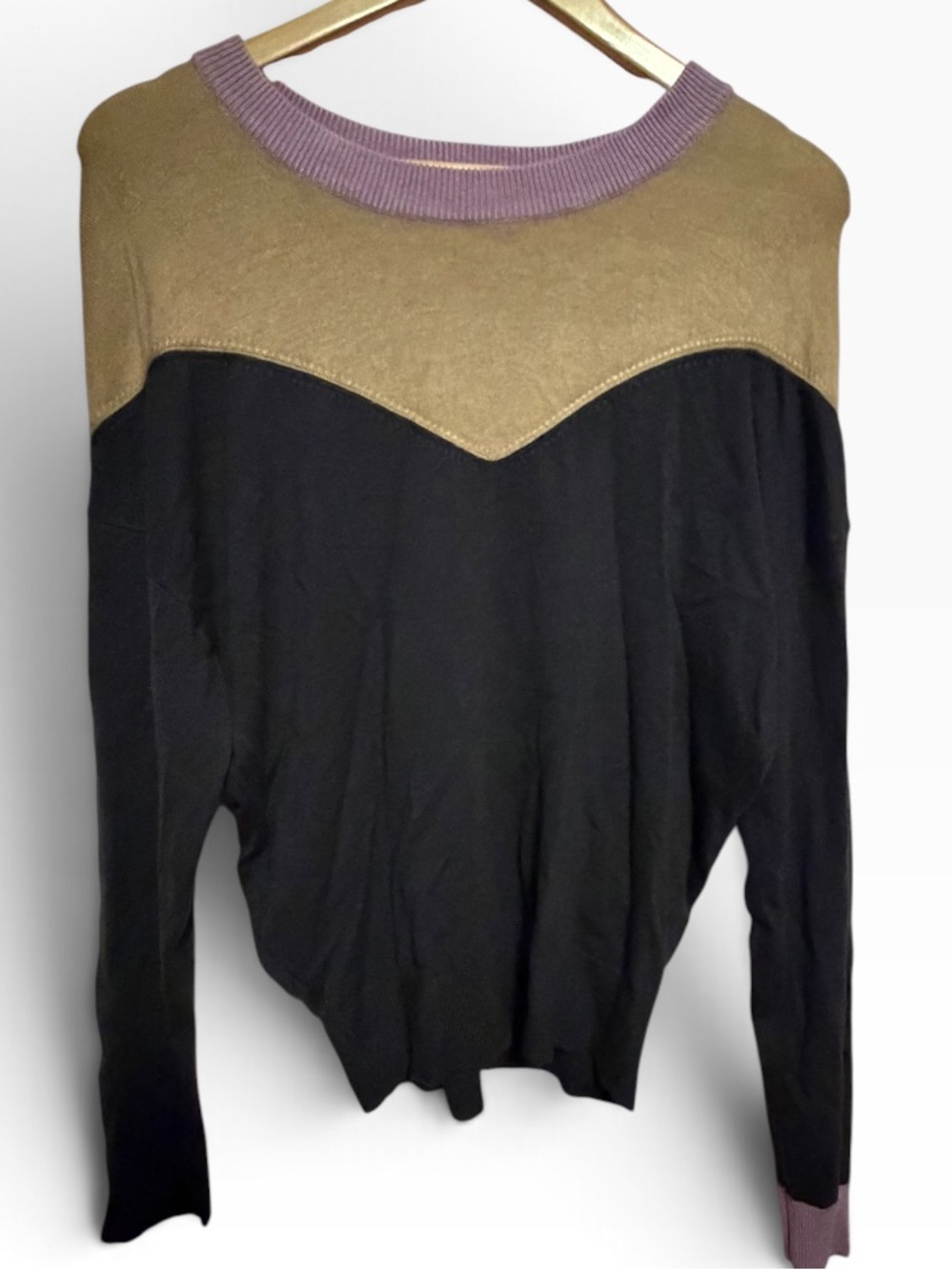 Buffalo David Bitton Colorblock Pullover Sweater - Black, Tan & Mauve